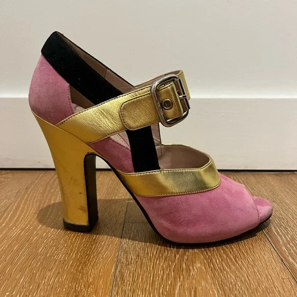 Miu Miu Pink and Gold Heels used size 39 Euro from 2013 Collection - Picture 1 of 16